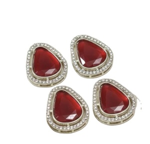 Conectores Separadores Geométricos Ovalados Dorados de 2 Piezas, 40x22mm, Cristal, Chapado en Oro de 18K, Kundan Meenakari, para Fabricación de Joyas, Venta al Por Mayor - Product Image 2