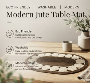 Set de table en jute bio élégant, écologique, fait main, moderne, pour la salle à manger, la maison, le restaurant, en jute et coton, Dori, provenance Inde - Product Image 3