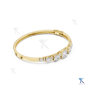 Lab Grown Diamond Graduated Stone <b>Bangle</b> 14K <b>Solid</b> <b>Gold</b> Fine Unisex Luxury Jewelry Party Gift Manufacturer Wholesale Supplier - Product Image 4