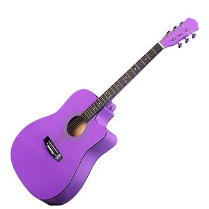 Chitarra Acustica Viola da 41 Pollici, Dreadnought Solido a Forma di Barile con Cutaway, Corde, Borsa per il Trasporto, Accordatore, Chiave per la Regolazione, Strumento per Concerti - Product Image 5