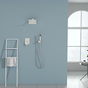 Support mural dissimulé Rotation à 360 degrés carré en acier inoxydable haute pression pluie pommeau de douche en laiton combiné à main salle de douche - Product Image 1