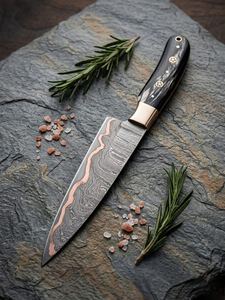 Couteau de chef Thewizcrafts en acier Damas forgé à la main de haute qualité, 12 pouces, manche en bois, lame traditionnelle pour droitier, compatible lave-vaisselle - Product Image 3