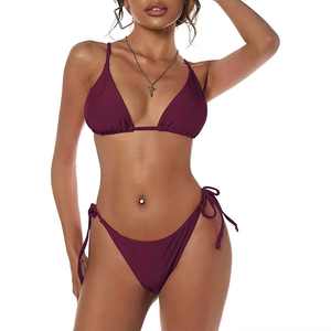 Bikinis sexy à coupe haute pour femmes, maillot de bain micro string uni, vêtements de bain d'été, ensemble de bikini personnalisable avec logo, tenue de plage - Product Image 5