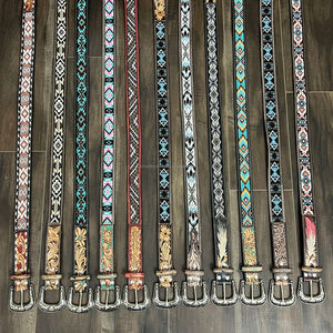 2025 vente en gros Designer marque de luxe en cuir de vachette véritable ceinture pour unisexe en cuir repoussé à la main perlé alliage boucle ardillon ceintures - Product Image 5