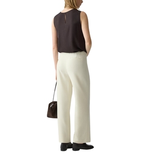 Pantalon droit plissé à taille haute pour femme, style vintage élégant et décontracté, confortable et respirant, idéal pour le bureau, motif uni - Product Image 4