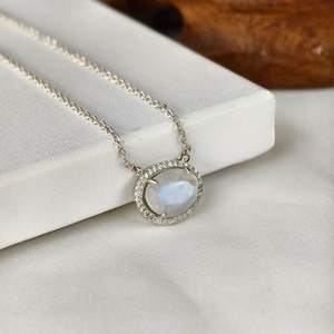 925 Sterling Silver Moonstone Claw Gemstone Necklace Natural Stone Necklace Women Jewelry Elegant Gift For Her - Product Image 3