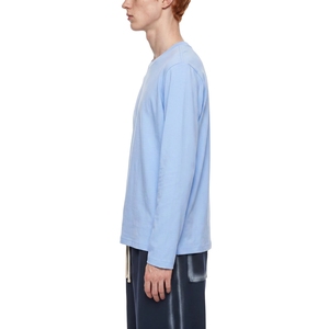 เสื้อยืดคอกลมแขนยาวสีฟ้าสำหรับผู้ชาย ผ้าฝ้ายเรียบง่าย สไตล์ลำลอง ขายส่ง เสื้อเปล่า - Product Image 2