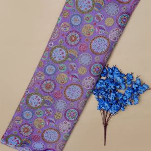 Tissu en crêpe tricoté de poids moyen, exquis, doux, lavande, avec broderie mandala circulaire et accentuations de paillettes scintillantes, sur mesure - Product Image 4