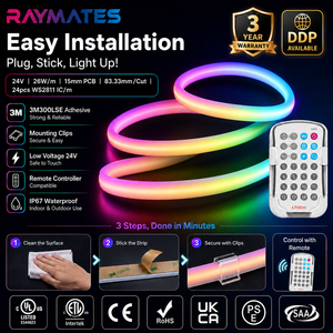 Bande LED 24V WS2811 SPI adressable 1260 LED/m sans points COB RGBCCT RGBWW RGBWCCT, largeur 15 mm, étanche IP67 en silicone - Product Image 1