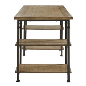 Scrivania in Legno Massello Stile Industriale Vintage Moderno con 4 Ripiani Aperti, Finitura Rustica in Pioppo, Arredamento in Metallo per Ufficio e Casa - Product Image 4