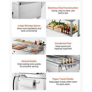 Plancha de Propano Comercial para Exteriores con 3 Quemadores (11,600 BTU Cada Uno), Construcción de Acero Inoxidable, Dos Recipientes para Calentar Alimentos de Tamaño 1/3 - Product Image 6