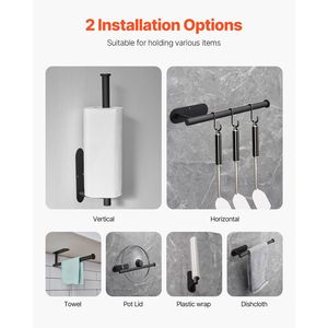 Portarotolo in Acciaio Inossidabile Autoadesivo di Alta Qualità, Pratico Organizzatore per Armadietti con Funzione di Foratura - Product Image 5