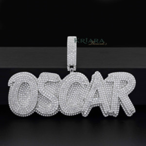Colgante Oscar Letter Moissanite de Plata 925 con Baño de Rodio y Oro de 18K, Estilo Hip Hop, para Hombre, con Incrustaciones de Diamantes - Product Image 3