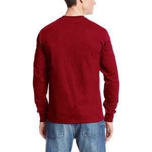 T-shirt rouge premium à manches longues pour homme avec impression de logo personnalisé – T-shirt sport décontracté en coton à col rond pour un usage quotidien - Product Image 2