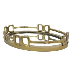 Round Mirror <b>Tray</b> For Decoration <b>Gold</b> Horse Bit Border Design Luxury <b>Trays</b> Handmade Metal Tea <b>Serving</b> <b>Trays</b> Wedding Decor - Product Image 5