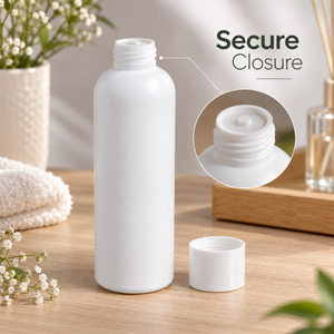 Bouteille ronde en HDPE de 200 ml avec bouchon à vis |   Contenant d'emballage cosmétique pour soins de la peau, soins capillaires, lotion, shampoing et produits de soins personnels - Product Image 4