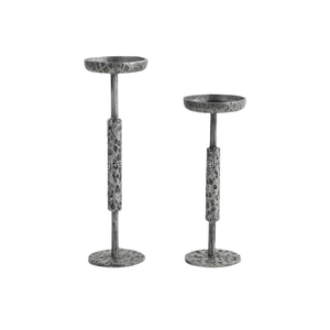 Supports de piliers en aluminium forgés à la main – Cônes texturés argentés de style brutaliste - Product Image 2