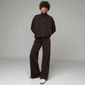 Flare Suit Heavy Weight pure Cotton for Men's Wholesale Cheap <b>Tracksuit</b> 100% cotton New custom Washed Winter Distressed 2piece - Product Image 1
