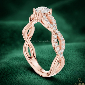 Anillo de Compromiso de Moissanita Certificado por IGI, Oro Rosa de 9K, 10K, 14K, 18K, Anillo de Boda con Pavé Trenzado, Joyería Fina Personalizada para Mujer - Product Image 4
