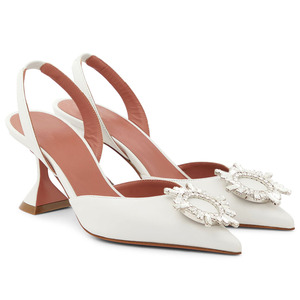 Bridal Wedding Pyramid <b>Heels</b> Pumps Women Elegant Luxury <b>White</b> Slingbacks Embellished Bridal Shoes Women - Product Image 3