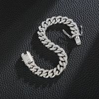 Bracelet Chaîne Maille Cubaine en Acier Inoxydable 316 Plaqué Argent/Or avec Strass en Cristal, Unisexe, Style Hiphop, Sertissage Canal, Bijou Cadeau