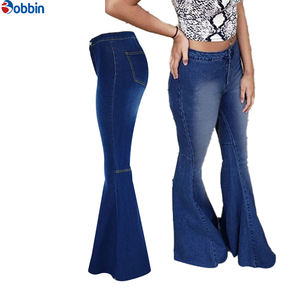 Nouvel Arrivage – Pantalon Évasé en Jean Extensible Taille Haute pour Femme, Coupe Ample, Jambe Large, Taille Moyenne, Grande Taille, Délavage Foncé, Coupe Skinny - Product Image 2