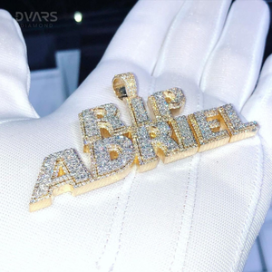 Colgante Personalizado con Nombre/Letra, Totalmente Cubierto de Moissanita VVS, Corte Brillante, Lujoso, para Fiesta, Plata de Ley 925, Chapado en Oro, Colgante Brillante - Product Image 3