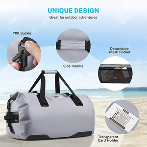 Canvas Duffle <b>Bag</b> for Travel Gym Sports Lightweight Waterproof 30-40L White Black Straps Zipper - Product Image 5