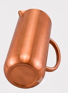Jarra de Agua Cilíndrica de Cobre Puro de Lujo Premium con Asa y Tapa, Adorno Metálico Decorativo, Jarra de Agua de Cobre Real - Product Image 3