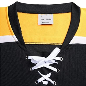 Jersey de Hockey sobre Hielo Sublimado Personalizado, Transpirable, con Nombre del Equipo, Número, Cierre con Cordones, Franja Azul, 100% Poliéster, Personalizable - Product Image 3