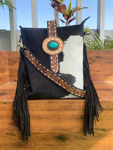 Hand Tooled Carving Handbag Real Cowhide Fur Leather Fringe Bohemian <b>Bags</b> New Style Hot Selling <b>Bags</b> <b>for</b> <b>Women</b> - Product Image 4