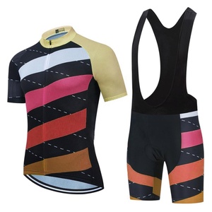 Ensemble maillot et short de cyclisme pour homme, noir, violet, bleu, rayé, impression par sublimation, vêtements de performance - Product Image 5