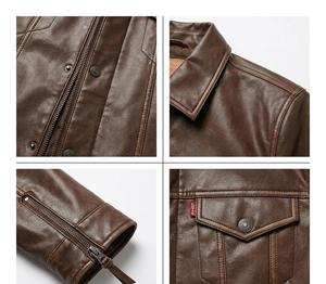 Chaquetas de cuero para hombre, diseño nuevo, 100% cuero, mangas largas, estilo urbano, profesional, gran venta, cuero de oveja puro, pana. - Product Image 5