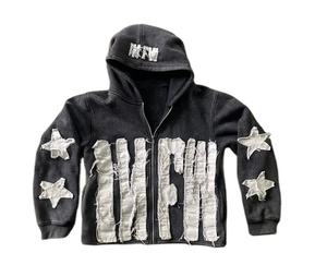 Sudadera con capucha corta lavada con ácido personalizada, ropa de calle, MOQ bajo, ropa de moda, Sudadera con capucha bordada, sudaderas con capucha de Hip Hop Unisex hechas en PK - Product Image 1