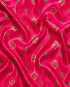 Satin Modal Ikat Idylle Fuchsia, Satin Imprimé Chrie Magenta, Satin Fiorenza Fuchsia Ikat Opulence, Jacquard 100% Viscose, Medium - Product Image 1