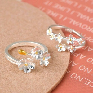 Set di gioielli a strati ispirati ai fiori di ciliegio accessorio per anello in argento moda donna formica logistica - Product Image 1