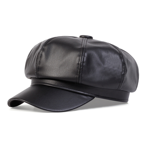 Gorra Plana de Piel Sintética Negra, Terciopelo/Lona, Ajustable, Unisex, Casual, Transpirable, para Exteriores, con Bordado 3D, para Adultos, para las Cuatro Estaciones - Product Image 2