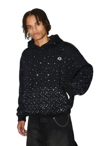 Sudadera con Capucha Personalizada con Pedrería, de Algodón Grueso, Corte Holgado, con Logotipo Bordado con Pedrería en Toda la Superficie, para Hombre - Product Image 4