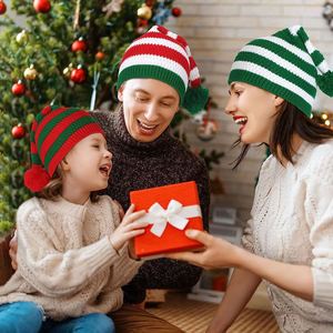 Unisex Striped Elf <b>Hat</b> with <b>Pom</b> <b>Pom</b>, Computer Knitted Winter Beanie <b>for</b> Adults - Product Image 4