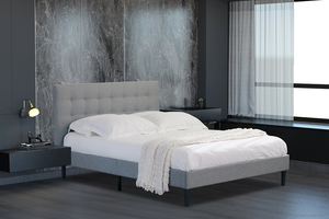 Meilleure Vente : Cadre de Lit Queen Size Gris Rembourré avec Rangement Intégré – Optimisation de l'Espace, Adapté à Tous les Styles et Espaces - Product Image 4