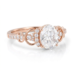 Anillo de Compromiso Gemver 1886 con Diamante Cultivado en Laboratorio de 2.00 Quilates, Corte Ovalado, Color F, Claridad VS1, con Baño de Oro Rosa de 14K para Mujer - Product Image 2