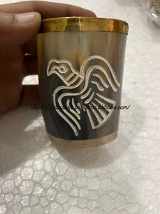 Natural Buffalo Viking Drinking Horn shot Glass Cup <b>Whisky</b> Dram Real Horn Glass at Affordable Price Direct Factory Supply - Product Image 4
