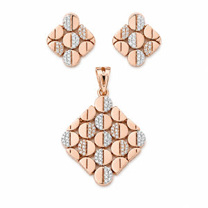Namivaa Vmg331 18ct Rose Gold Geometric Pendant & Earring <b>Set</b> <b>Women</b> High Polish Fine Jewellery Wedding Party <b>Gift</b> Wear - Product Image 2