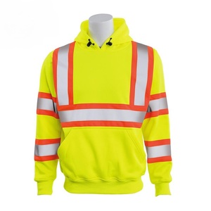 เสื้อฮู้ดสะท้อนแสงสีเหลือง Hi Vis สำหรับผู้ชาย ชุดทำงานเพื่อความปลอดภัย ผลิตจากวัสดุโพลีเอสเตอร์ - Product Image 4