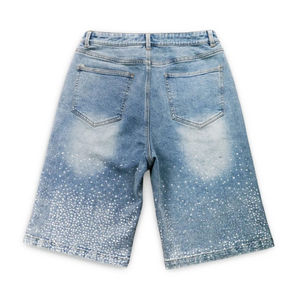 Shorts en jean déchirés pour hommes avec logo personnalisé, coupe slim, haute qualité, effet usé, pour l'été - Product Image 5
