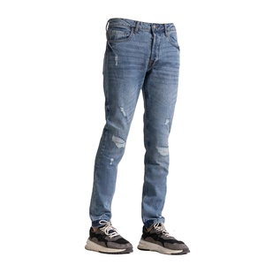 Jean en denim délavé respirant de qualité supérieure pour homme, coupe droite taille mi-haute, tissu extensible confortable, personnalisable ODM - Product Image 1
