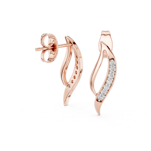 Pendientes de Oro Rosa de 14K con Diamantes Cultivados en Laboratorio, Redondos, para Mujer |   Ropa de Boda |   Diamante Cultivado Nuevo - Product Image 4