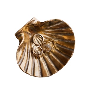 Luxury Gold Shell Metal Tray Decorative Jewelry <b>Holder</b> Coastal Style Accent Dish Premium Home Decor hot selling shell inspired - Product Image 1