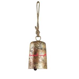 Rustic <b>Vintage</b> Indian Cow Bells on Rope Wall Hanging Decor Iron Cow Bell Garden Outdoor Backyard Decor Art Hanging Bells - Product Image 4
