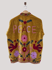 Hand Embroidered Velvet Mandarin Collar Jacket Full Sleeve Plus Size Women'<b>s</b> Autumn Floral Pattern Prairie Chic Style - Product Image 2